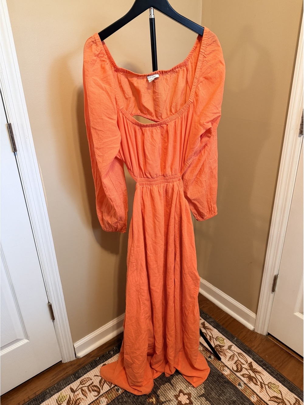 American Eagle Coral Orange Cutout Maxi Dress Strapless Women's Size XL